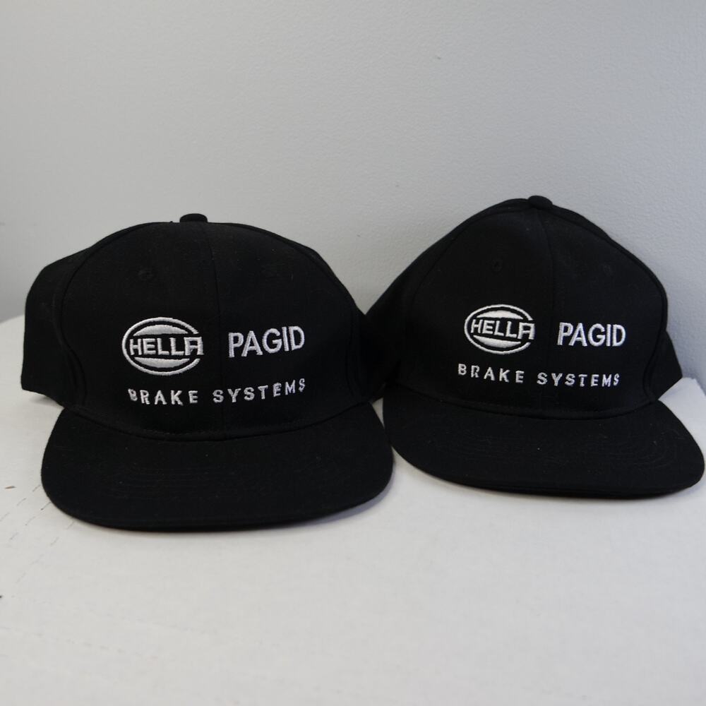 Set Of 2 Vintage SnapBack Black Trucker Hat Cap PAGID Brake Systems Cars Race